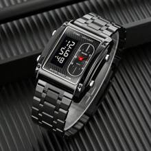 Skmei Montre-bracelet en acier inoxydable pour hommes Skmei 1868, résistante à l'eau 3 ATM, montre numérique en alliage