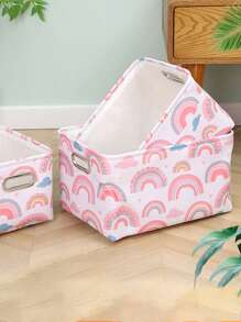 1pc Rainbow Foldable Fabric Bins,Multi-Color Organizers Decorative,Utility Organizing Baskets For Shelves Closet,Room,Home Storage.,Organiser,Organizer,Makeup Organizer,Travel,Room Decor,Room,Rattan Basket,Baskets For Gifts,Black Baskets,Basket,Storage Basket,Storage Box