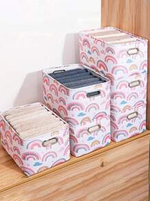 1pc Rainbow Foldable Fabric Bins,Multi-Color Organizers Decorative,Utility Organizing Baskets For Shelves Closet,Room,Home Storage.,Organiser,Organizer,Makeup Organizer,Travel,Room Decor,Room,Rattan Basket,Baskets For Gifts,Black Baskets,Basket,Storage Basket,Storage Box