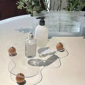 1 件亚克力珠宝和烛台托盘，透明展示架，用于化妆品、下午茶、不对称蛋糕和甜点，适用于假日海滩、浴室收藏、卧室收藏，大容量