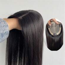 1 Pc Free Parting Human Hair Clip In Toppers para mulheres, Invisible Hair Topper Mono Base Humano Topper 5 * 5 polegadas Cor Natural Topper para mulheres com cabelo ralo Cabelo humano real