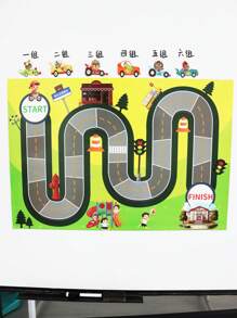 BELLKIDS 1 Racing Themed Board Sticker, Blackboard Sticker, Whiteboard Sticker, Racing Magnetic Sticker, Group Game Competition Prop, Interactive Game Prop, Teaching Tool,Back To School - Multicolor - View 10