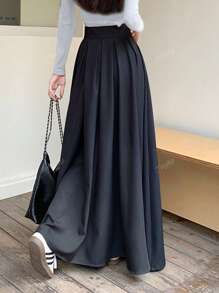 Women's Casual Pleated Maxi A-Line Skirt