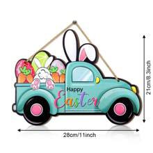 1Pc Happy Easter Bunny Door Sign Decor Easter Egg Bunny Car Wooden Wall Hanging Plaque Sign Rabbit Easter Spring Wreath Decorations For Farmhouse Spring Easter Theme Party Decor Home Front Door Porch Wall Decor