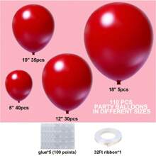 110pcs/Set Solid Color Party Balloons, Including Red, Pink, Blue, Purple, Orange, Black, Yellow, Green, Silver, Suitable For Birthday Party Decoration, Event Decor, Engagement Wedding Decoration, Photo Shoot Props - Multicolor - View 3