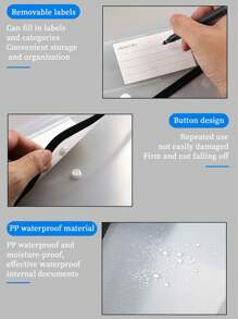 1pc Horizontal Transparent Press File Folder, A3 Size, Student Exam Documents Organizer, Practical Office Supplies For Teachers - Multicolor - View 3