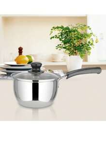 Set Of 3 Induction Non Stick Stainless Steel Cookware Kitchen Glass Lids Pot Pan - Silver - View 5