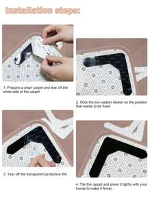 4/8/12pcs Carpet Tape, PU Washable Non-Slip Reusable Carpet Grippers - Multicolor - View 5