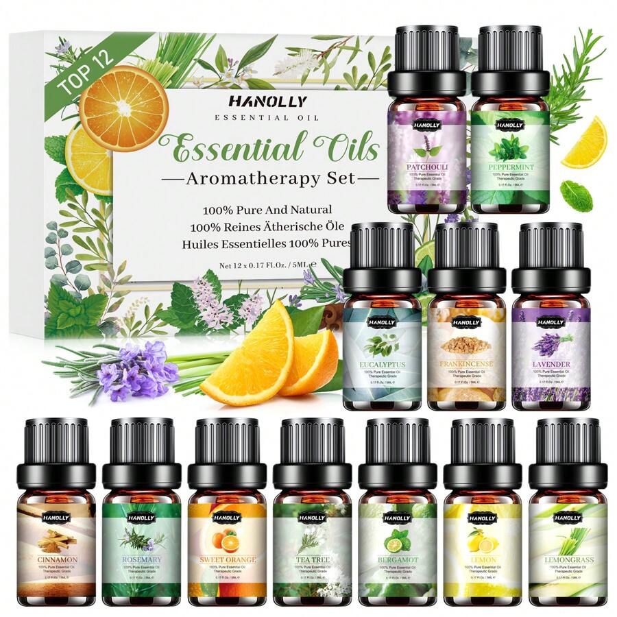 Essential Oils Set - 14*5ml Essentials Oils For Diffusers, Fragrance, Scents For Candle Making, Soap, Aromatherapy Oils For Skin & Hair - Home, Office, Car - 12*5ml - 查看 1