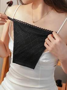 1pc Ladies' Rhombic Double Lace Breathable Fashion Bra False Collar, Suitable For Daily Wear Accessory
