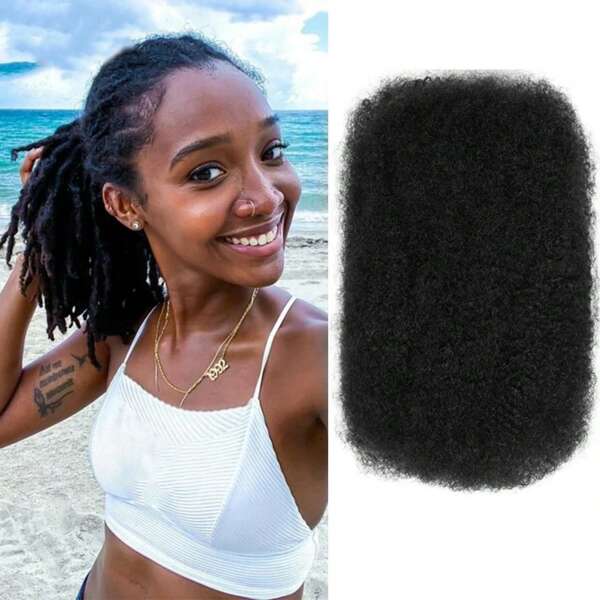 1 Pack Afro Kinkys Bulk Hair For Braiding Dreadlock Extensions 8 Inch DIY Synthetic Afro Kinky Curly Braiding Hair For Women Micro Twist Repair Locs Springy Afro Twist Hair For