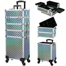 Stagiant Rolling Makeup Train Case Large Storage Cosmetic Trolley 4 In 1 Large Capacity Trolley Makeup Travel Case With Key Swivel Wheels Salon Barber Case Traveling Cart Trunk - Black - Maroon - View 1
