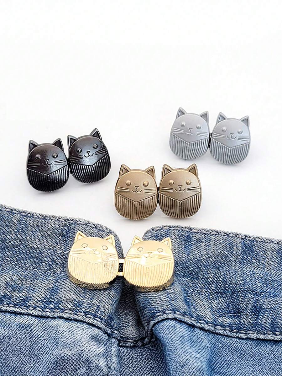 1 Cặp Đai Thắt Lưng Hình Mèo Có Thể Tháo Rời Không Cần Khoan Không Cần May Cho Quần Jeans, Giảm Kích Thước Vòng Eo - Nhiều màu - Xem 1