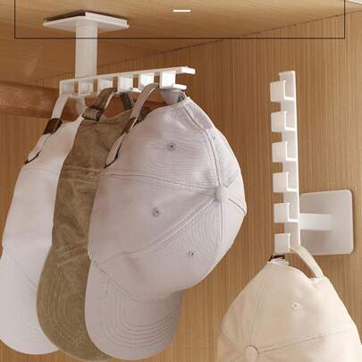 Hat Rack For Wall, Hat Organizer For Baseball Caps With 6 Hooks, Hat Holder Storage Organizer Hat Hanger Strong Adhesive For Wall, Closet, Door