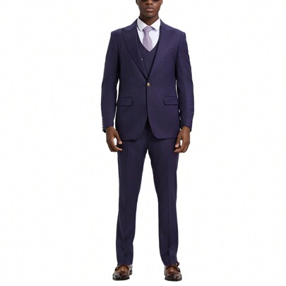 Mens 3pc Suit Windowpane Pattern With Matching Double Breasted Vest  Pants For Wedings, Prom, Graduations, Etc. Suit Set