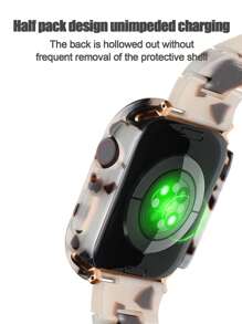 1 Set New Fashionable Retro Lightweight Premium Resin Apple Watch Strap + Hollow-Out Protective Case Combo Set, Anti-Fall & Anti-Scratch, Comfortable To Wear All Day - Ideal Gift Choice For Festivals, Anniversaries (Compatible With Apple Watch Ultra 2/1, SE, Series 10/9/8/7/6/5/4/3/2/1, Sizes 38/40/41/42/44/45/46/49mm).