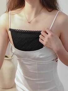 1pc Ladies' Rhombic Double Lace Breathable Fashion Bra False Collar, Suitable For Daily Wear Accessory