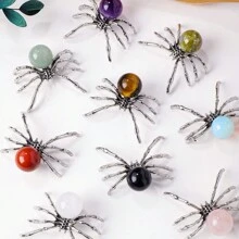 1PC Natural Crystal Ball Spider Ornaments Handmade Alloy Spider DIY Reiki Gemstone Halloween Decorative Crafts 4th Of July Women Fathers Dad Gift - Crystal Ball Spider - View 3