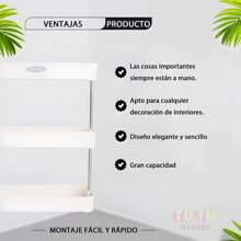 Estante de almacenamiento blanco de 1 pieza, estante de especias, estante de almacenamiento, estante multifuncional, diseño de 2/3 capas, soporte de acero inoxidable, resistente y duradero, impermeable, a prueba de manchas, a prueba de herrumbre, para cocina, dormitorio, balcón, sala de estar, baño , Artículos de almacenamiento para baño y restaurante. - Blanco - Ver 11