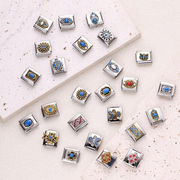 1PC Stainless Steel Bracelet Components Accessories, With Retro Style Drip Oil Series Pattern, DIY Making Jewelry For Bracelet Necklaces, Can Be Freely Matched With Different Styles