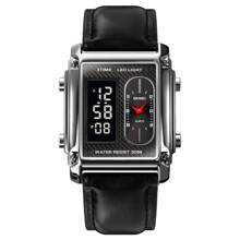 Skmei Montre-bracelet en acier inoxydable pour hommes Skmei 1868, résistante à l'eau 3 ATM, montre numérique en alliage