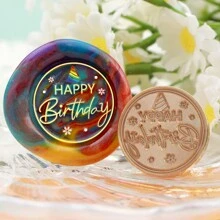 CYFUN DESIGN 1 PC Happy Birthday/With Love/Thank You Words Pattern Wax Seal Stamp Head NO Handle Detachable Sealing Stamp Stamp Head For Letter Invitation Card Wedding Gift Package Holidays,Back To School,School Supplies