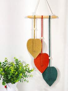 1pc Nordic Style Handwoven Colorful Leaves Hanging Decor, Simple Minimalist Boho Style Wall Tapestry For Bedroom, Living Room, Holiday Home