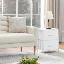 Somdot Nightstand With 2 Drawers, Bedside Table Small Dresser With Removable Fabric Bins For Bedroom Nursery Closet Living Room - Sturdy Steel Frame, Wood Top, Pull Handle - Black - White - View 8