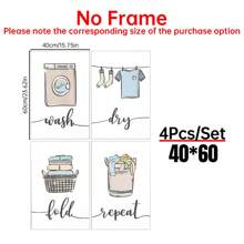 4 件彩色洗衣房帆布装饰、洗涤干燥折叠重复墙壁艺术、杂物间印刷品、画廊墙线海报 - 彩色 - 查看 17