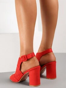 时尚复古纯色镂空露趾高跟鞋时尚高跟鞋