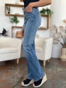Full Size Mid-Rise Waist Straight Jeans - 酸性介質 - 查看 5