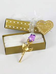 1Pc Crystal Red Rose Gift,Artificial Flower Rose With Silvery Leaves Flower,Unique Gift,For Women On Thanksgiving Day,Wedding,Anniversary,Valentine's Day, Centerpieces,Party/Rama Decor.