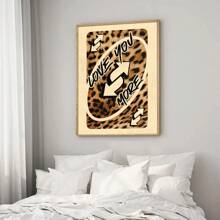 1PC Unframed Love You More Leopard Retro Art Poster Aesthetic Room Dopamine Decor Funky Painting Canvas Print Minimalist Fashion Wall Picture For Dorm, Apartment, Living Room, Bedroom, Modern Home Decoration