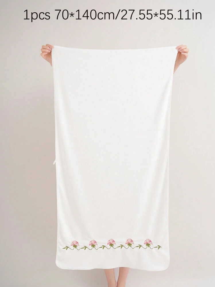 1/2 pezzi Asciugamano in pile di corallo ricamato con motivi floreali, asciugamano da bagno morbido e assorbente per casa, bagno, viaggio, coppie, decorazione della casa, adatto per bagno, hotel, palestra, viaggio, regali, salone, sport, esterno, spiaggia, scuola, ritorno a scuola, accessori da viaggio, articoli essenziali per la casa, asciugamani, cura della pelle - Bianco - Visualizzare 7