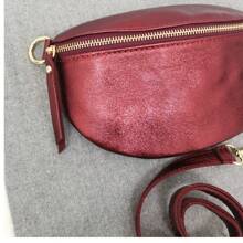 Genuine Italian Leather Women Waist Bag, New Casual Small Cross-Body Bag, Plain Color One Shoulder Bag, Minimalist Style All-Match Practical Chest Pack