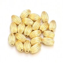 Lot de 30 perles à gros trous en métal plaqué cuivre doré/argenté, style punk rock à la mode, perles en forme de graines de citrouille pour bracelets, colliers, fabrication de bijoux, chaînes de téléphone, porte-clés - Multicolore - Voir 21
