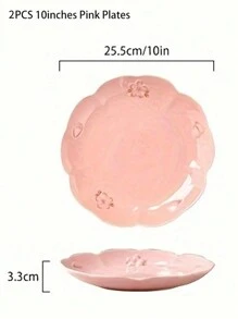 2pcs Ceramic New Sakura Round Plates, 10-Inch Ceramic Dinner Plates, Suitable For Home And Kitchen - Multipurpose Tableware For All Seasons, Creative Sakura Collectible Design, Suitable For All Seasons - Multifunctional Kitchen Dining Plates Set, Suitable For Desserts, Fruits, Snacks - Creative Dinnerware