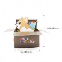 1 张有趣的 3D 弹出式贺卡，带有柯基犬设计、信封和留言卡、小型企业用品、手工纸雕塑卡、卡通卡片、派对装饰礼物、派对用品