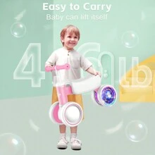 Bicicletta senza pedali per bambini da 1 anno, bicicletta per imparare l'equilibrio con 4 ruote e ruote posteriori luminose da 10 a 36 mesi, bicicletta scorrevole per ragazzi e ragazze in regalo