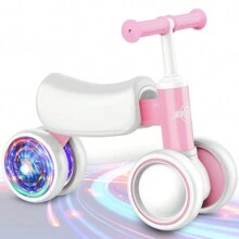 Bicicletta senza pedali per bambini da 1 anno, bicicletta per imparare l'equilibrio con 4 ruote e ruote posteriori luminose da 10 a 36 mesi, bicicletta scorrevole per ragazzi e ragazze in regalo