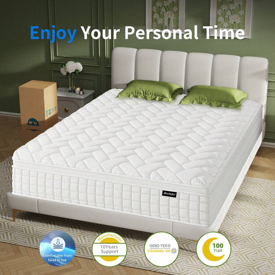 10" 12"Inch King Queen Full Twin Size Mattress,Memory Foam And Innerspring Hybrid Mattresses Bed In A Box,Medium(Not Too Plush Or Firm) ,Top Cooling Technology Edge Support Low Motion Transfer Breathable Construction Pocket Coil Certi - 12 inch - 查看 1