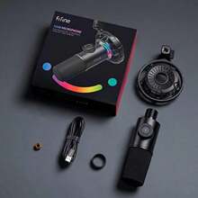 RGB Dynamic Microphone For PC With Tap-To-Mute Button And Volume Knob USB Computer Microphone With 3.5mm Headphone For Podcast Streaming Gaming Recording - Black1 - View 6