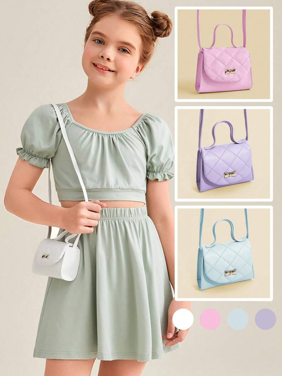 1pc S Cute Bow Decor Shoulder Crossbody Bag, Mini Bag For Outfit Matching