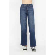 Full Size High Waist Tummy Control Jeans - 黑暗的 - 查看 1