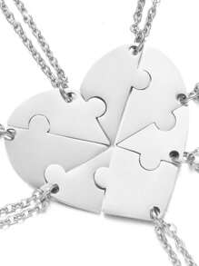 3pcs/4pcs/5pcs/6pcs/7pcs/Set Fashion Gold Plating Stainless Steel Customized Laser Name Letter Puzzled Heart Pendant Necklace For Friend For Family,Gold,Stylish,Colorful,Vintage,Hipster,Simple,Y2k,2000s Fashion,Custom,Personalized,Unique,Ideal Gifts For Him,Ideal Gifts For Her,Her,Boyfriend,Girlfriend,Dad,Mom,Family,Friends,For Anniversaries,For Birthdays,For Graduation,For Prom,For Party,Jewelry Women