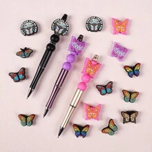 5-8pcs/Set Butterfly Silicone Beads For DIY Handmade Jewelry, Bracelet, Pen Decorations