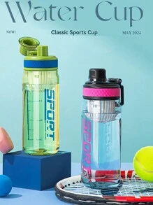 1PC/630ml-Large-Capacity Fitness Water Bottle - Drop-Proof And Leak-Proof Plastic Summer Cup - High Temperature Resistant Water Bottle For Boys - Portable Student Sports Cup - Fitness For Pregnant Women - Leak-Proof And Drop-Proof Plastic Cup - Men's And Women