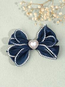 1 件装幼儿女孩蝴蝶结发夹，甜心水钻装饰蝴蝶结，精致仿珍珠边发夹，薄纱网状鳄鱼夹，适合儿童青少年的完美礼物，适合日常生活 - 彩色 - 查看 4