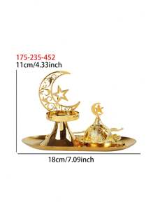 1pc/Set Rama Iron Candlestick, Metal Decoration, Luxury Candlestick, Home Decoration, Suitable For Rama Party Festival Decoration, Living Room, Centerpiece, Romantic Dinner,Star, Moon, Lantern