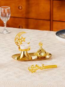 1pc/Set Rama Iron Candlestick, Metal Decoration, Luxury Candlestick, Home Decoration, Suitable For Rama Party Festival Decoration, Living Room, Centerpiece, Romantic Dinner,Star, Moon, Lantern